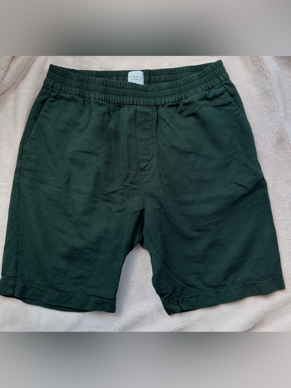 Sunspel Men’s Forest Green Cotton Athletic Shorts